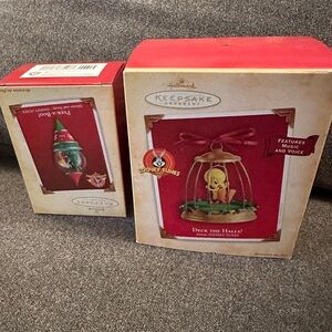 Looney Tunes Ornaments- 2 Hallmark keepsakes. Deck the halls Tweety & peekaboo